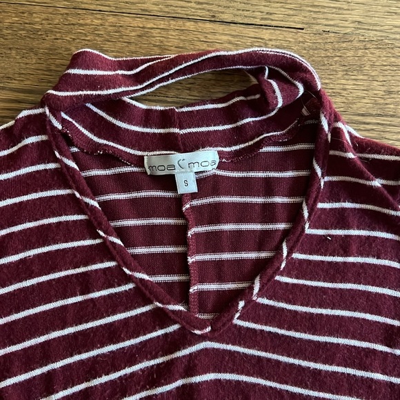 fleece striped long sleeve halter top - Picture 2 of 2